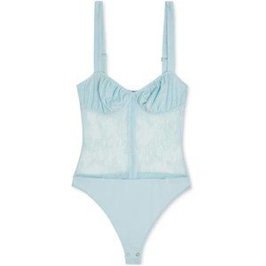 NWT DANIELLE BERNSTEIN LACE THONG BODYSUIT - sz 8 - blue